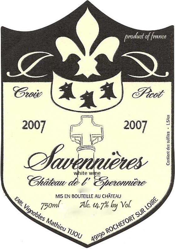 Chateau de L'Eperonniere Savennieres Croix Picot 2007 Front Label