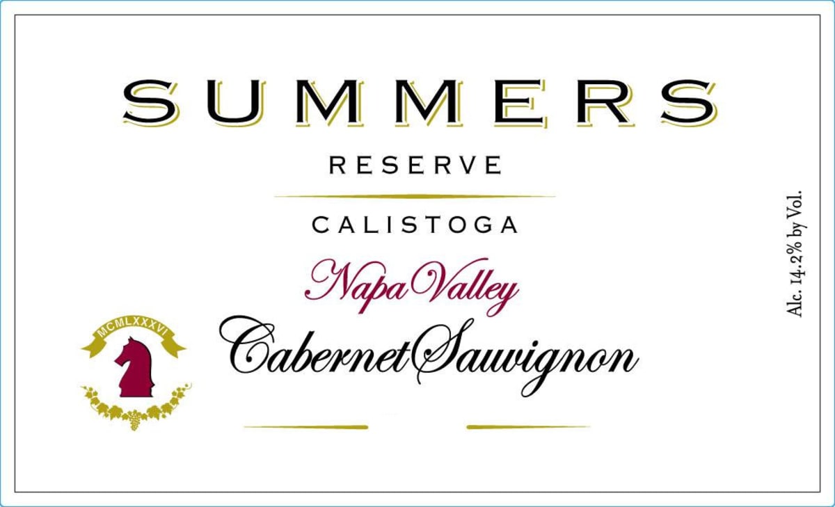 Summers Estate Calistoga Reserve Cabernet Sauvignon 2013 Front Label