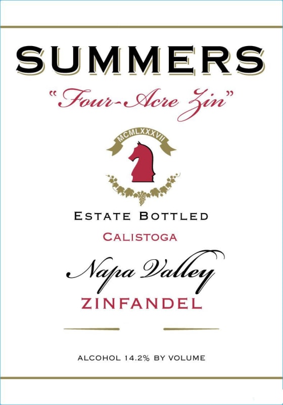 Summers Estate Four-Acre Zin Zinfandel 2009 Front Label