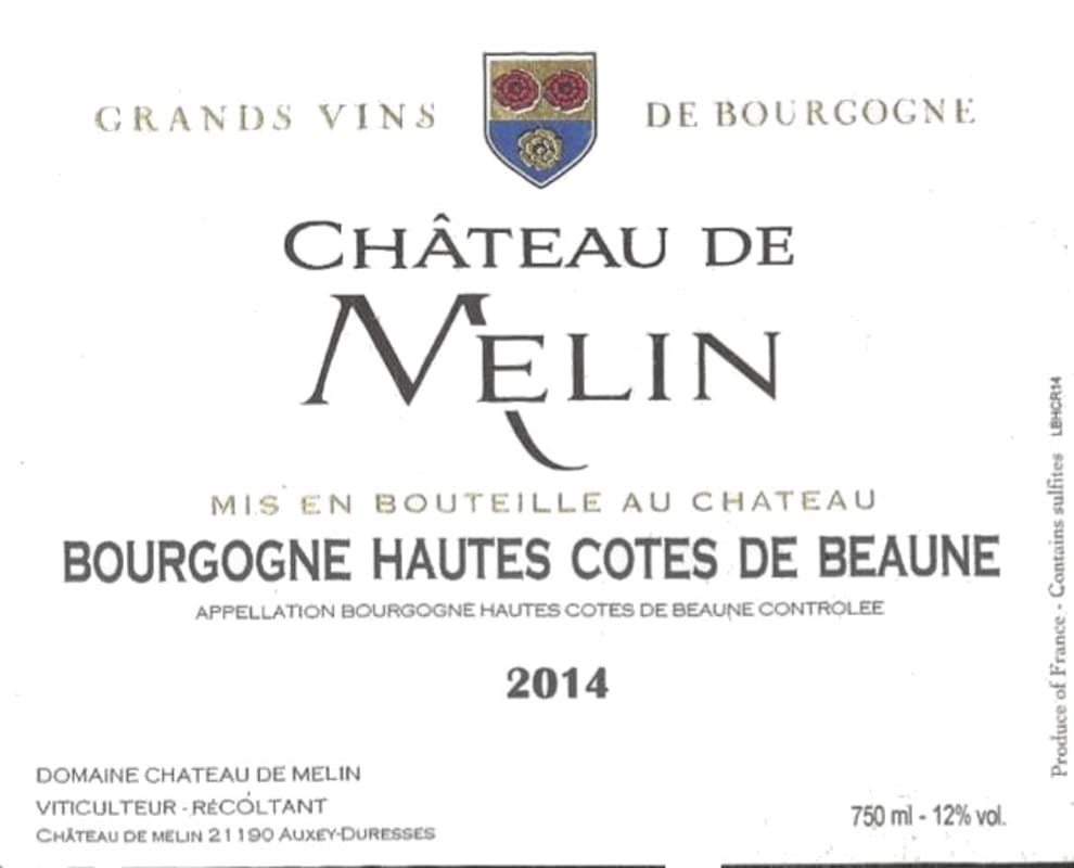 Chateau de Melin Bourgogne Hautes Cotes de Beaune 2014 Front Label