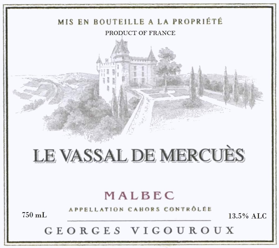 Chateau de Mercues Georges Vigouroux Le Vassal de Mercues 2012 Front Label