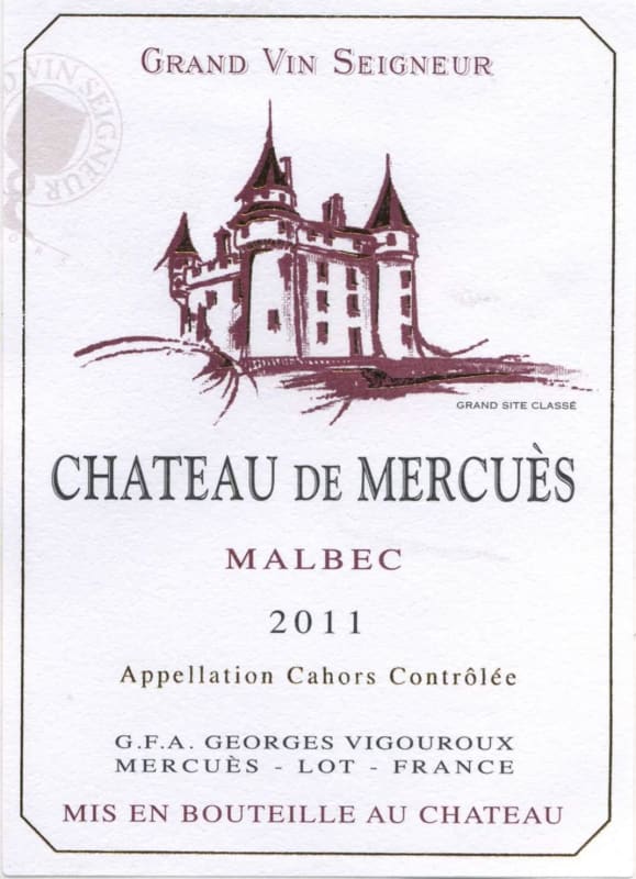 Chateau de Mercues Georges Vigouroux Chateau de Mercues 2011 Front Label