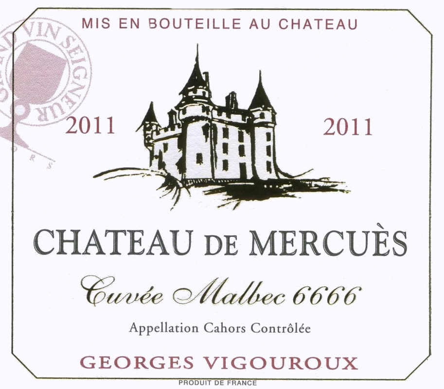 Chateau de Mercues Georges Vigouroux Chateau de Mercues Cuvee Malbec 6666 2011 Front Label