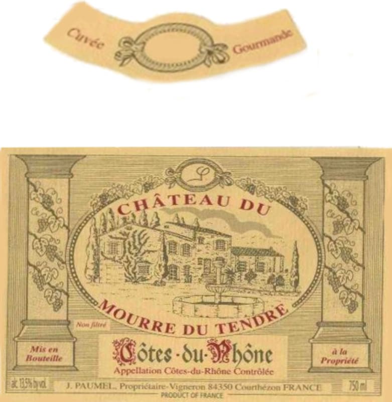 Mourre du Tendre Cotes du Rhone Cuvee Gourmande 2013 Front Label