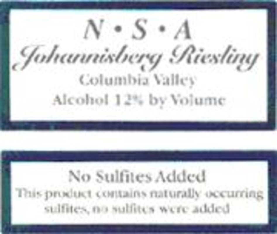 Badger Mountain Johannisberg Riesling No Sulfites Added 2000 Front Label