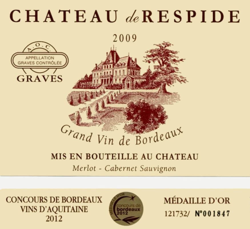 Chateau de Respide Graves 2009 Front Label