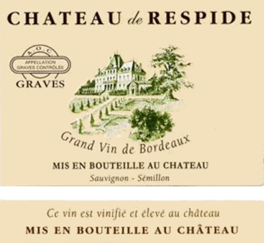 Chateau de Respide Graves Blanc 2015 Front Label