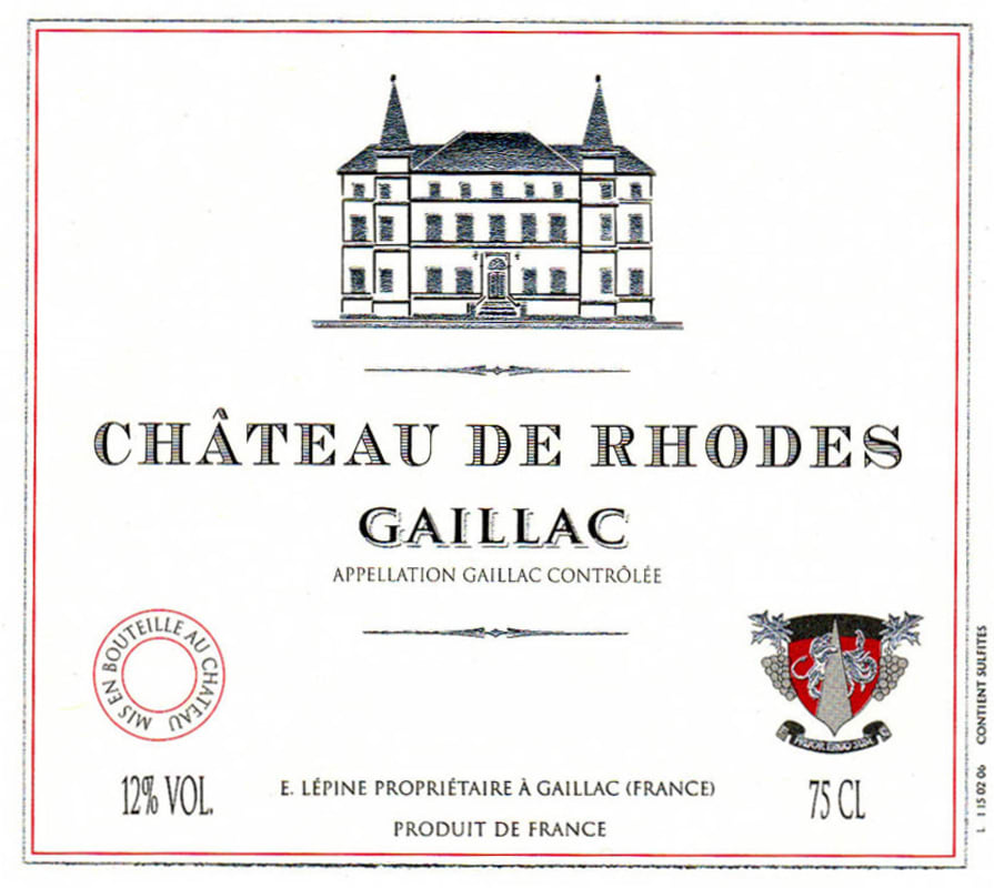 Chateau de Rhodes Gaillac Blanc 2010 Front Label