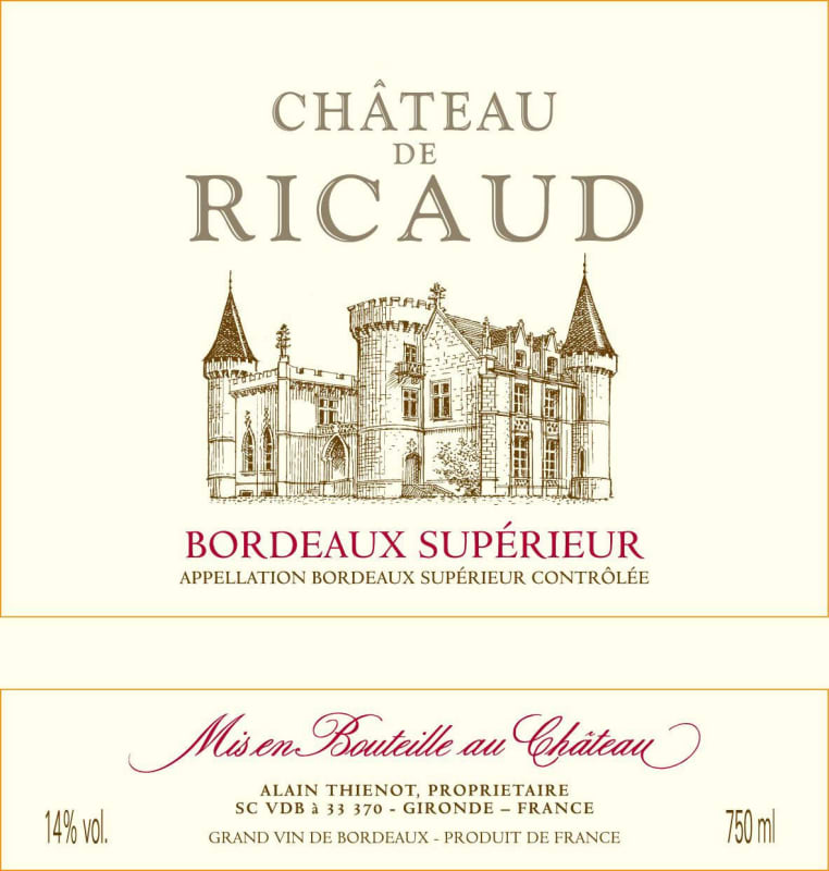 Chateau de Ricaud Bordeaux Superieur 2011 Front Label