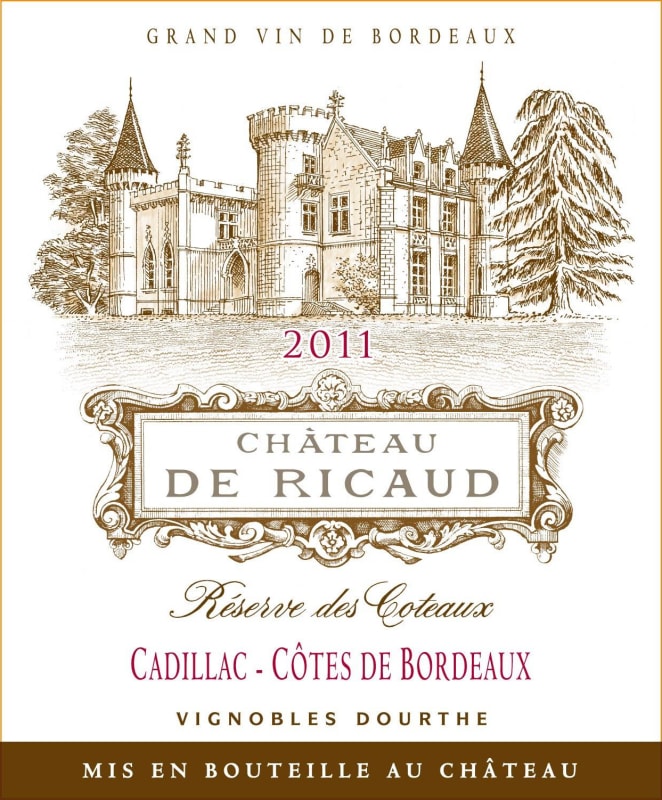 Chateau de Ricaud Cotes de Bordeaux Cadillac Reserve des Coteaux 2011 Front Label