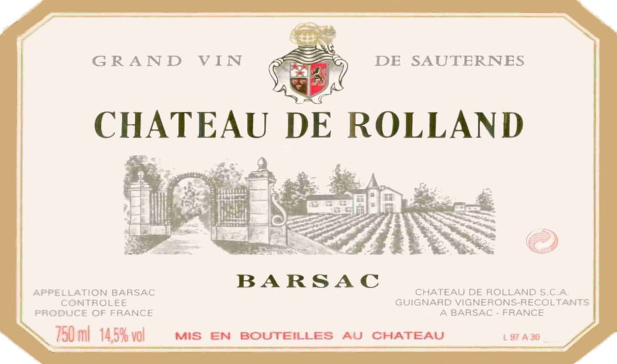 Chateau de Rolland Barsac 2010 Front Label