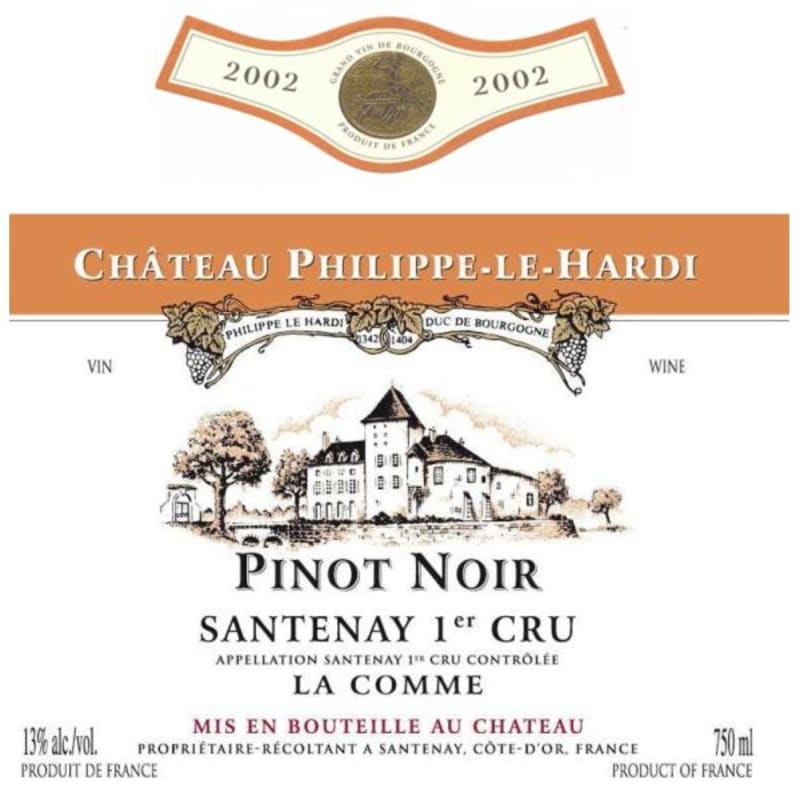 Chateau de Santenay Santenay Premier Cru Philippe-Le-Hardi La Comme Rouge 2002 Front Label