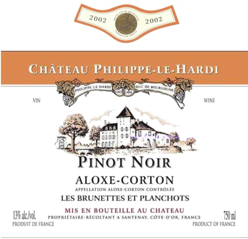 Chateau de Santenay Aloxe-Corton Philippe-Le-Hardi Les Brunettes et Planchots 2002 Front Label