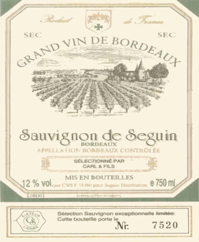 Chateau Seguin Sauvignon de Seguin 2011 Front Label