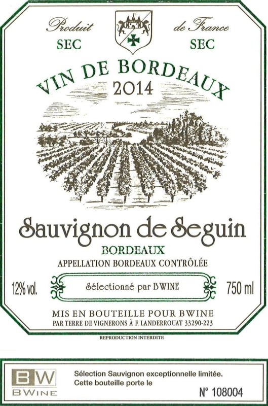 Chateau Seguin Sauvignon de Seguin 2014 Front Label