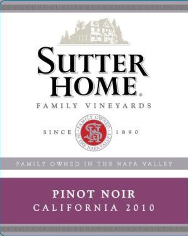 Sutter Home Pinot Noir 2010 Front Label