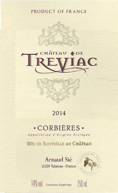 Chateau de Treviac Corbieres 2014 Front Label