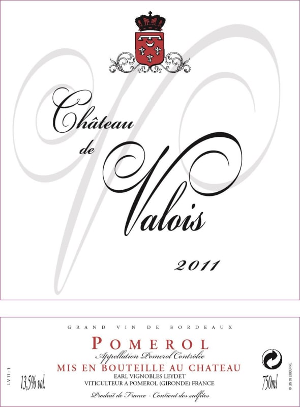 Chateau de Valois Pomerol 2011 Front Label