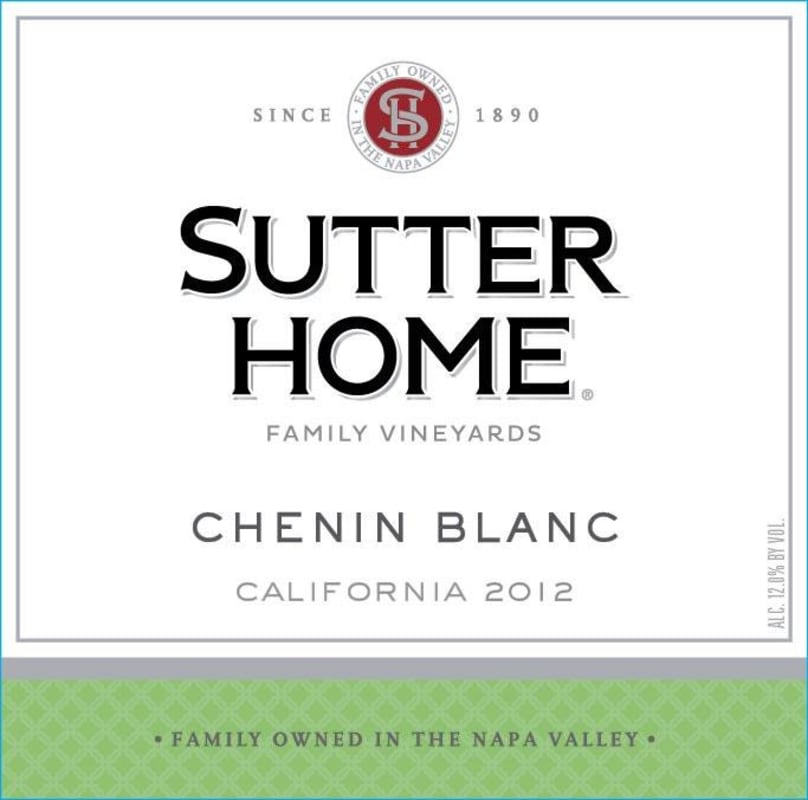 Sutter Home Chenin Blanc 2012 Front Label