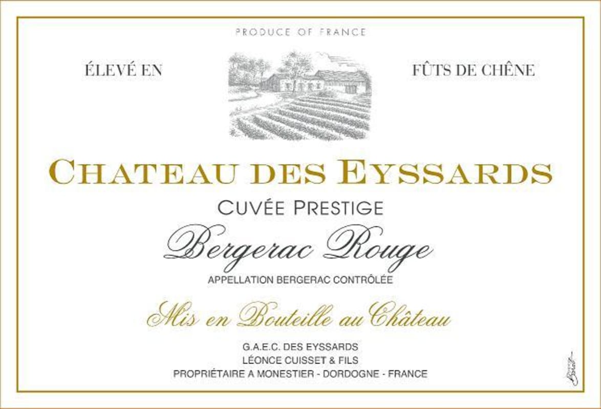 Chateau des Eyssards Cuvee Prestige Rouge 2010 Front Label