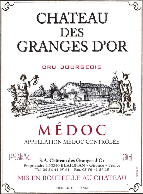 Chateau des Granges d'Or Medoc 2013 Front Label