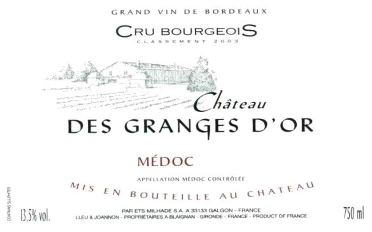 Chateau des Granges d'Or Medoc 2007 Front Label