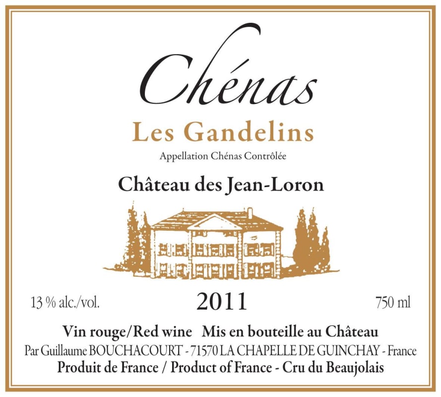 Chateau des Jean-Loron Beaujolais Chenas Les Gandelins 2011 Front Label