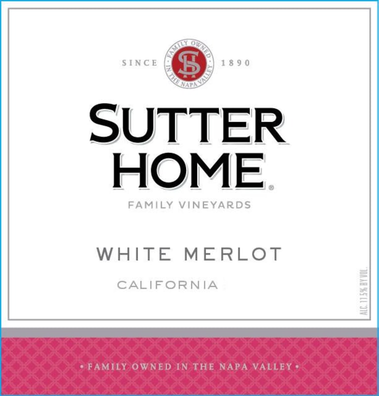 Sutter Home White Merlot 2012 Front Label
