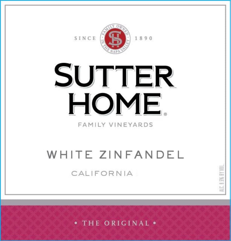 Sutter Home White Zinfandel 2015 Front Label