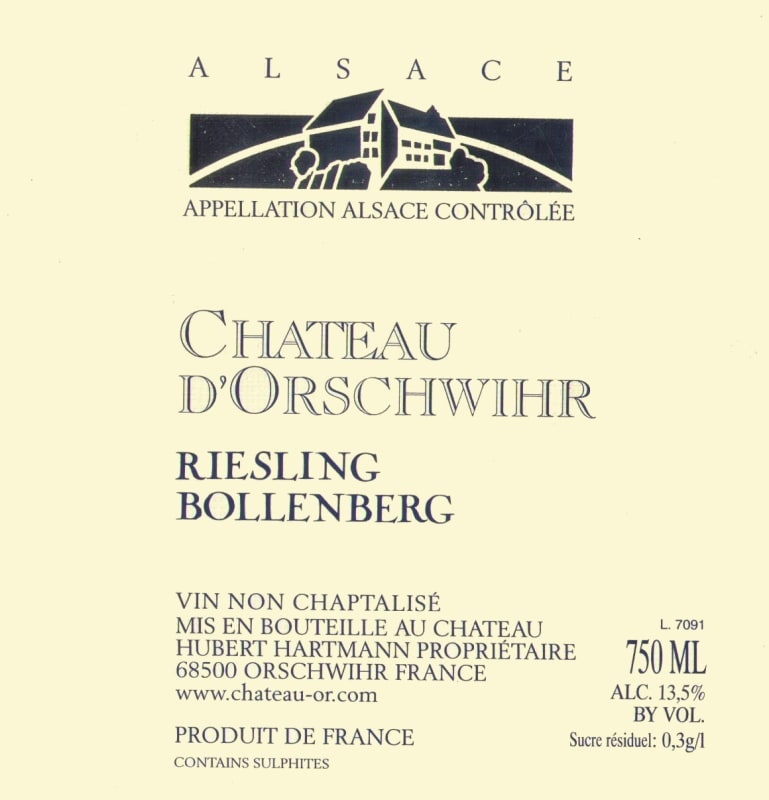 Chateau d'Orschwihr Bollenberg Riesling 2013 Front Label
