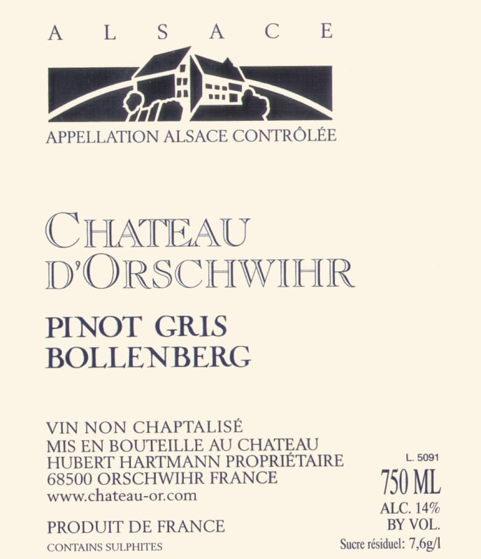Chateau d'Orschwihr Bollenberg Pinot Gris 2012 Front Label