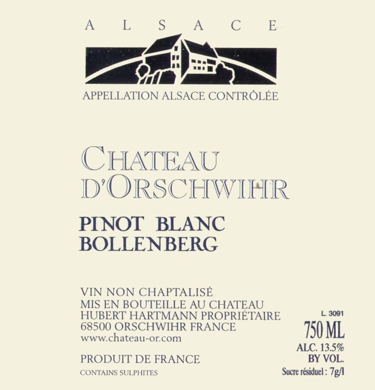 Chateau d'Orschwihr Bollenberg Pinot Blanc 2014 Front Label
