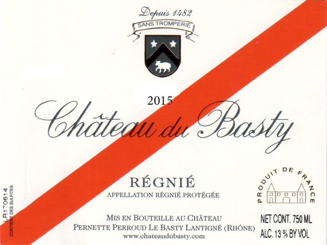 Chateau du Basty Beaujolais Regnie 2015 Front Label
