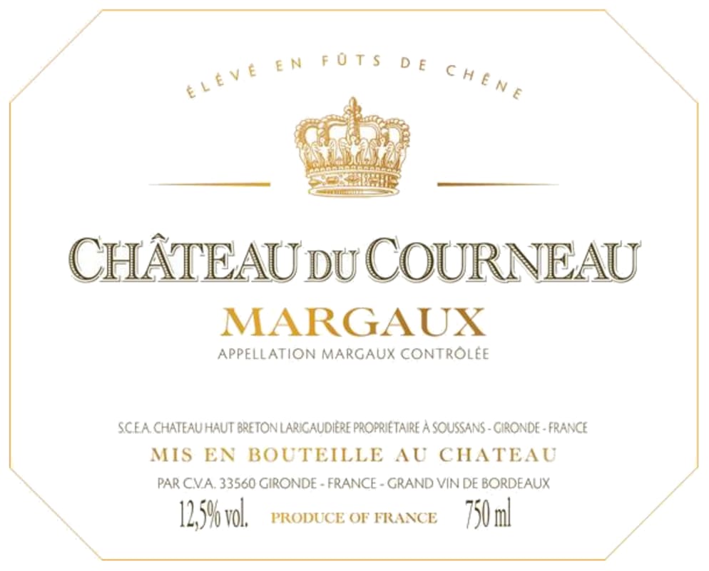 Chateau du Courneau Margaux 2012 Front Label