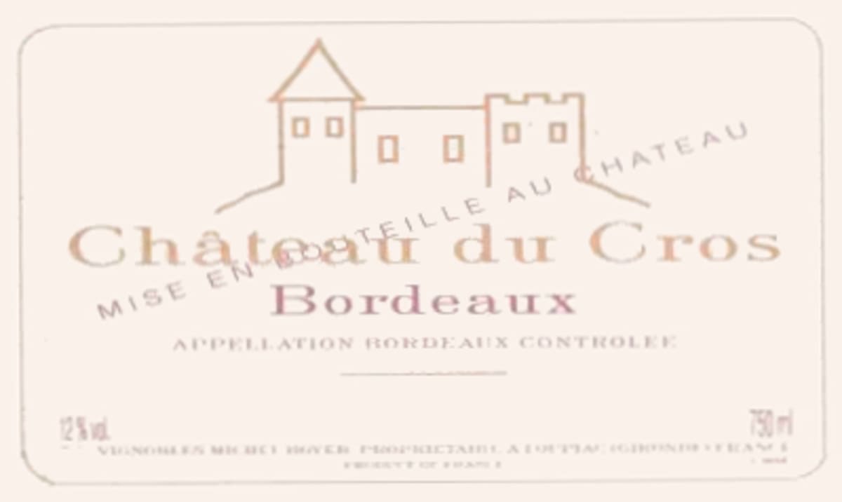 Chateau du Cros Bordeaux Rouge 2012 Front Label
