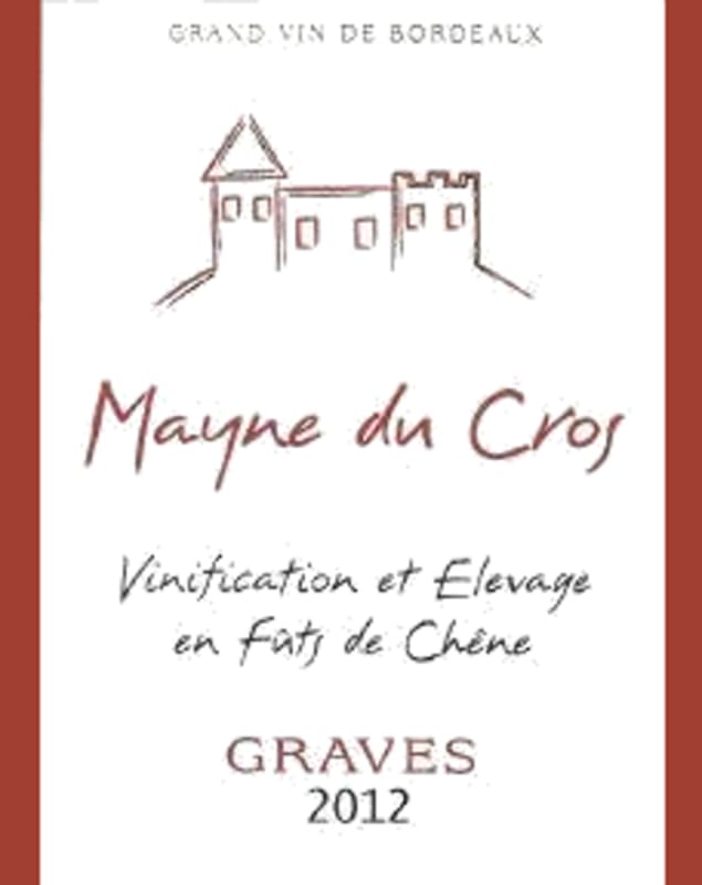Chateau du Cros Graves Mayne du Cros 2012 Front Label