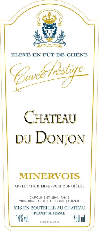 Chateau du Donjon Minervois Eleve en Fut de Chene Cuvee Prestige 2011 Front Label