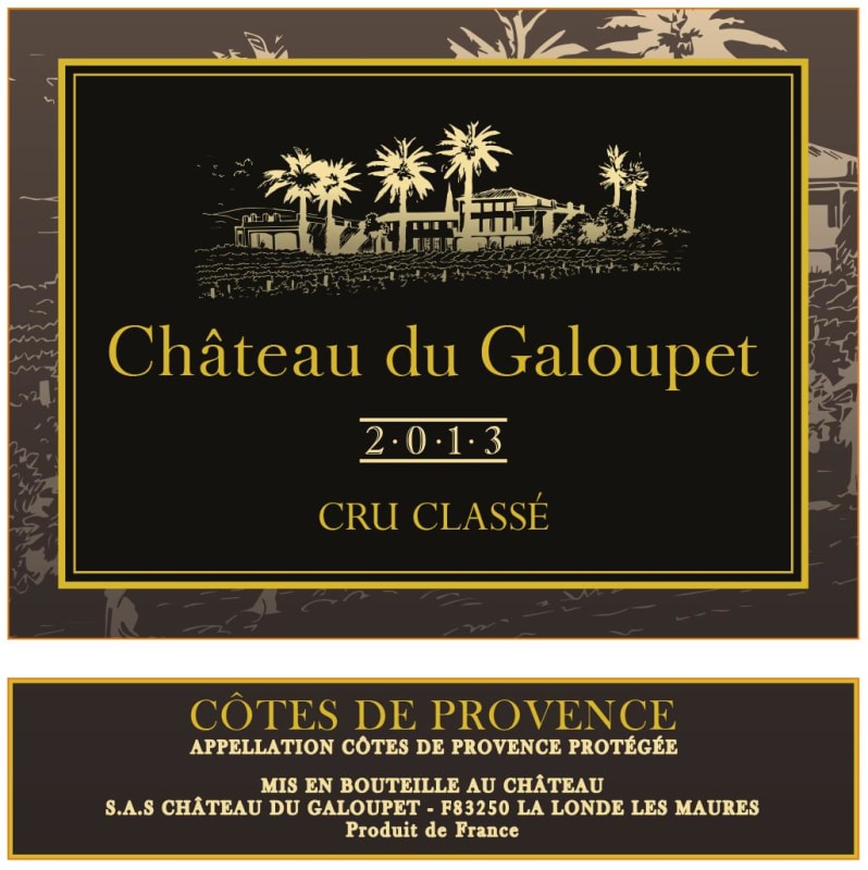Chateau Galoupet Cotes de Provence Rouge 2013 Front Label