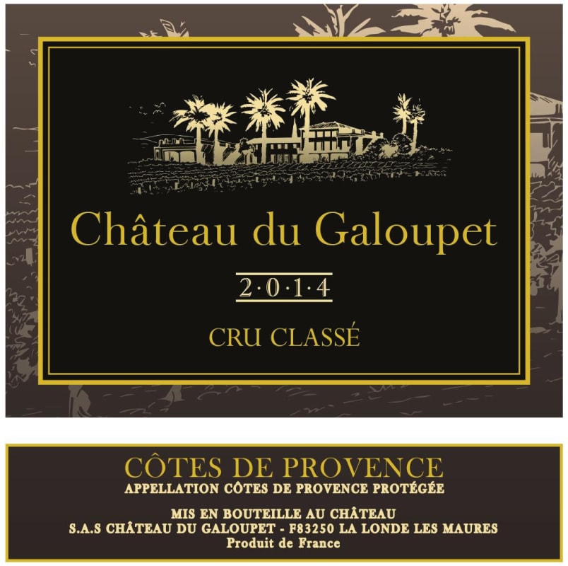 Chateau Galoupet Cotes de Provence Blanc 2014 Front Label