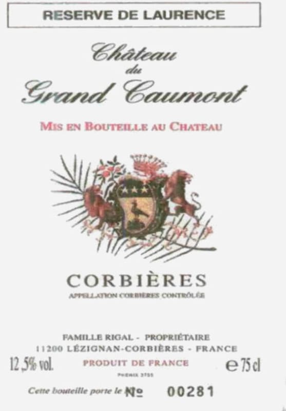 Chateau du Grand Caumont Corbieres Reserve de Laurence 2007 Front Label