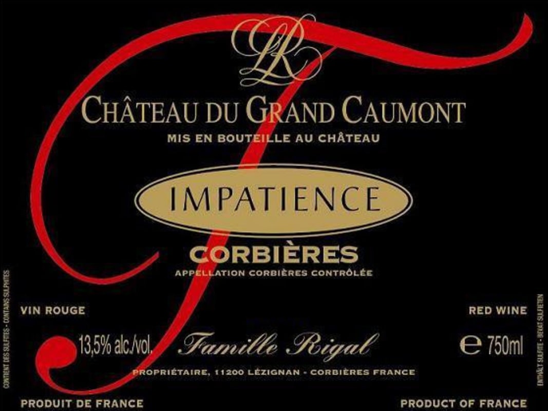 Chateau du Grand Caumont Corbieres Impatience 2012 Front Label