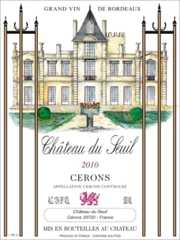 Chateau du Seuil Cerons 2010 Front Label