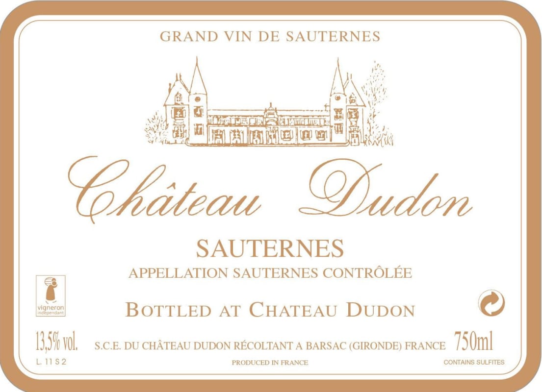 Chateau Dudon Sauternes 2012 Front Label