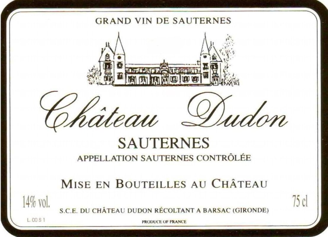 Chateau Dudon Sauternes 2009 Front Label