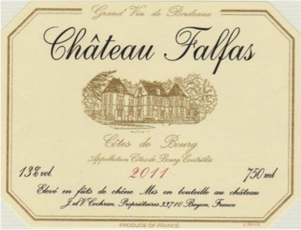 Chateau Falfas Cotes de Bourg 2011 Front Label