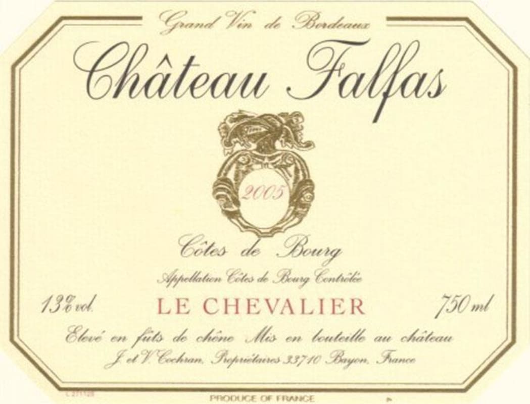 Chateau Falfas Le Chevalier 2005 Front Label