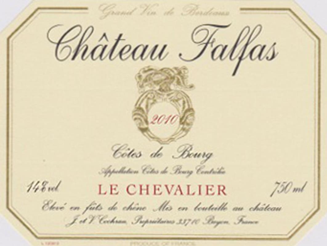 Chateau Falfas Le Chevalier 2010 Front Label