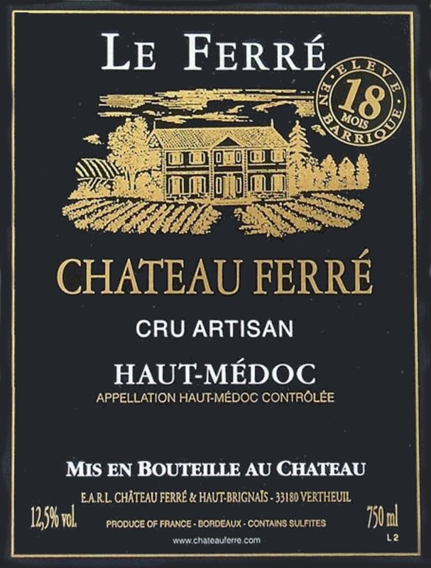 Chateau Ferre Le Ferre Artisan Cru 2013 Front Label
