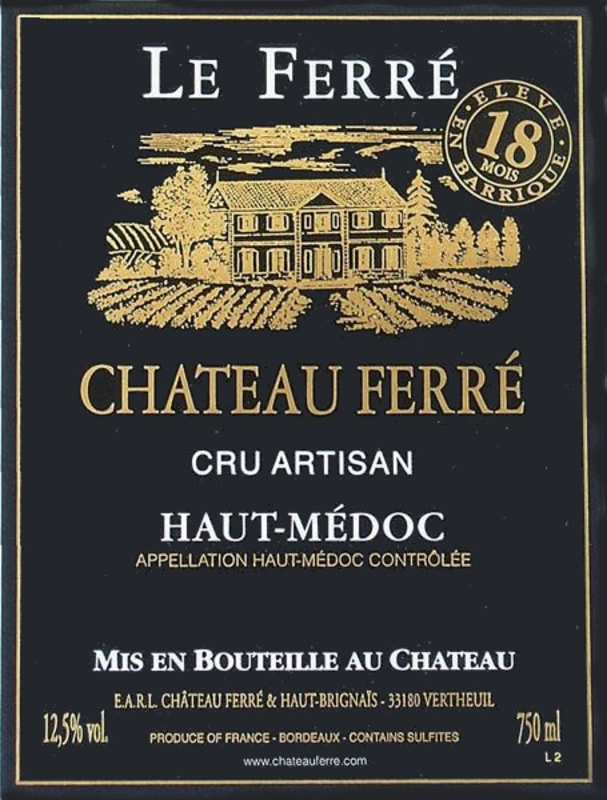 Chateau Ferre Le Ferre Artisan Cru 2014 Front Label