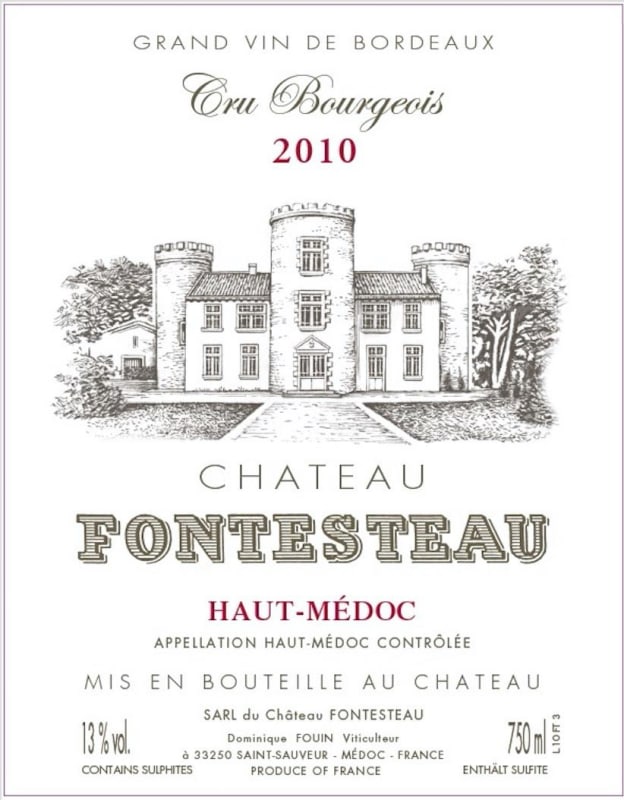 Chateau Fontesteau Haut-Medoc 2010 Front Label